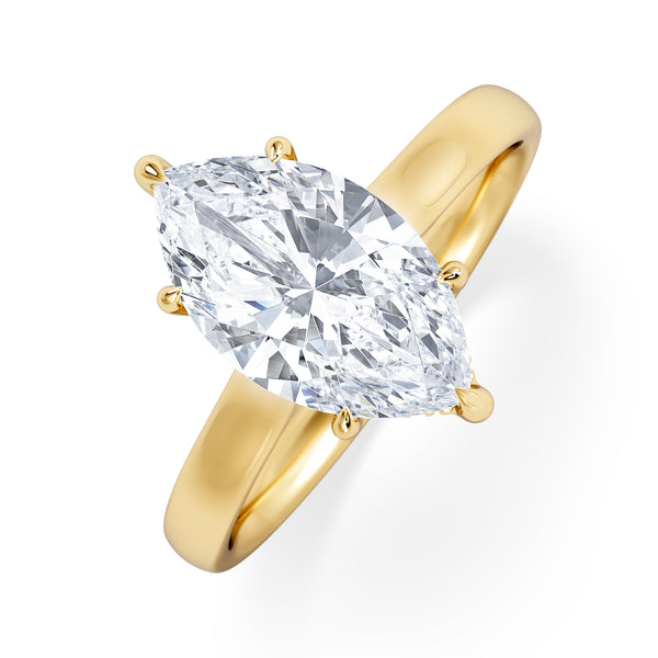 Amora Marquise 2.09ct Hidden Halo Lab Diamond Engagement Ring F/VS Set in 18K Gold